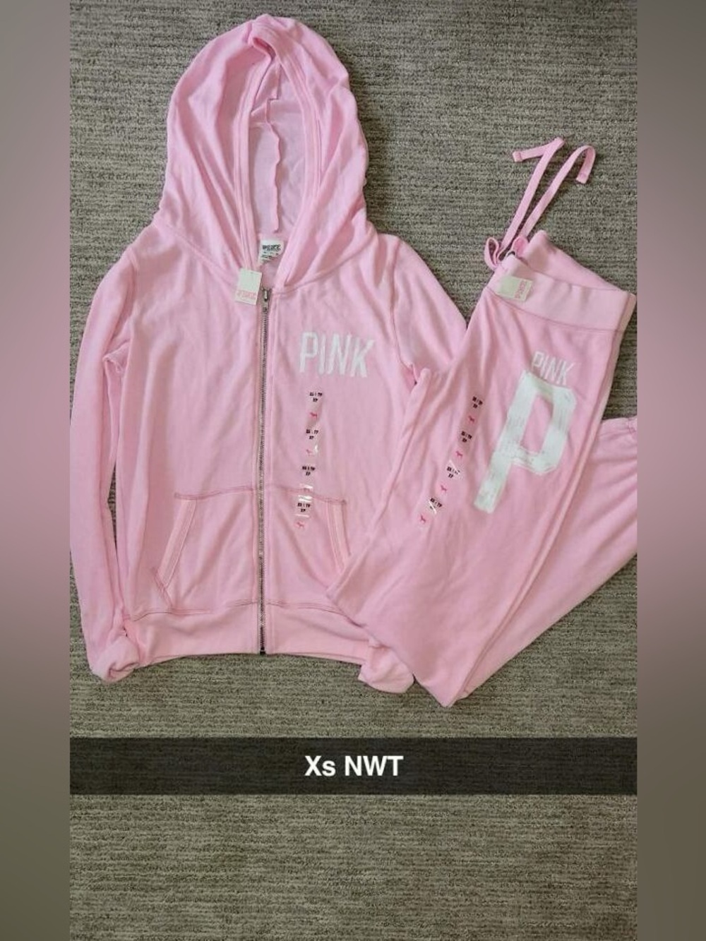 PINK Victoria's Secret Light Pink Hoodie Zip Jumpsuit Set
